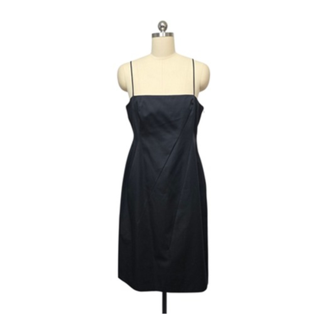 BCBG Max Azria Dress Womens 12 Black Spaghetti Strap Midi Sheath Cocktail Lined
